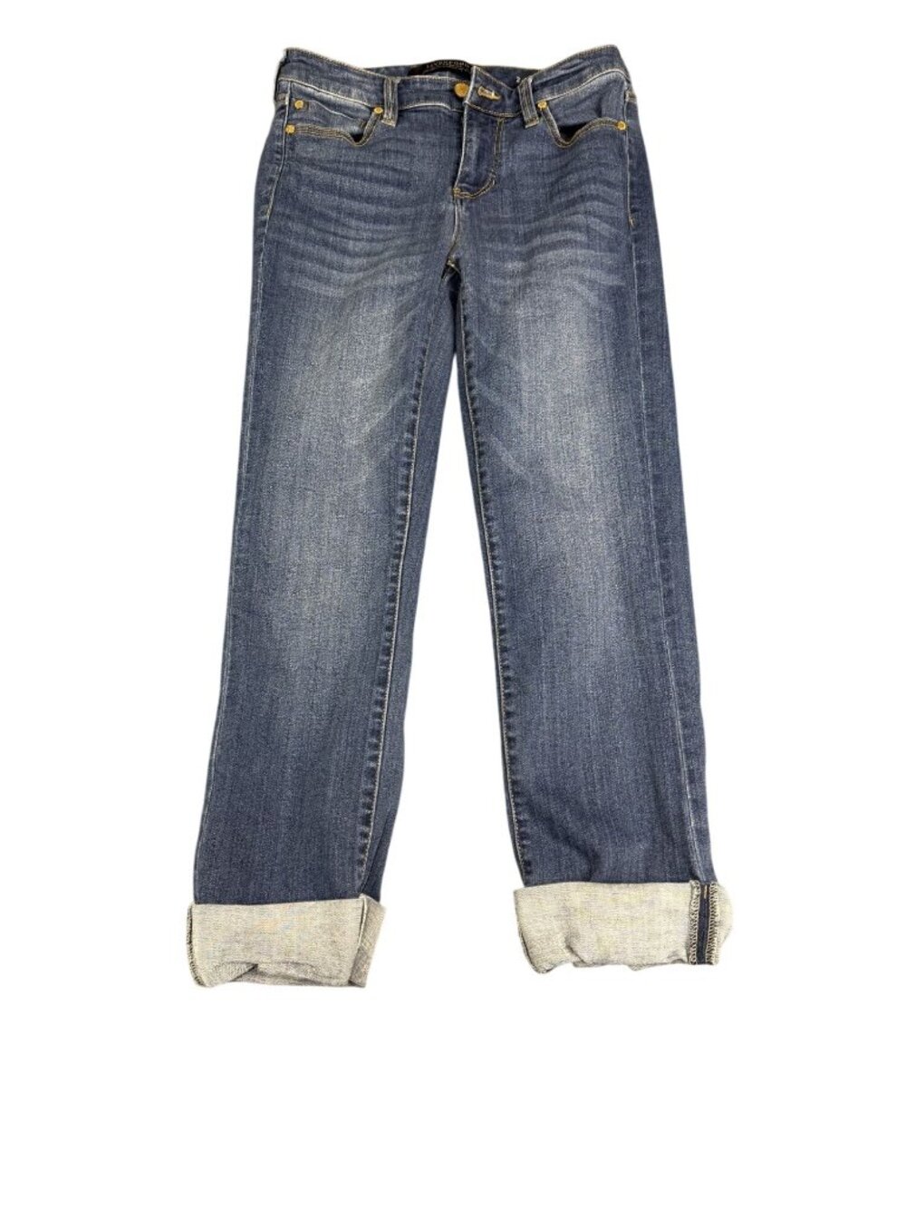 Liverpool Los Angeles Womens Blue Denim Crop Jeans Cuffed Hem Zipper Detail 2/26